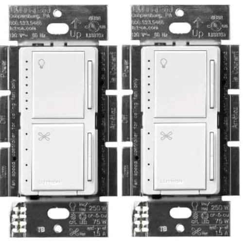 Vista 15 de Lutron Maestro LED+ - Regulador e interruptor dual Bombillas LED de 75 vatios/ventiladores de 2.5 A, un solo polo MACL-L3S25-WH Blanco