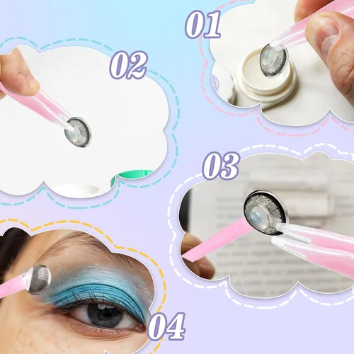 Vista 4 de Oruola Juego de 8 herramientas de contacto para quitar e insertar, herramienta de extracción de lentes de contacto suave, herramienta de extracción