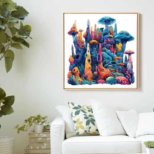 Vista 6 de Qiuenisray Rompecabezas de madera para adultos, rompecabezas de océano coral, 200 piezas, certificado FSC, hermosos rompecabezas de decoración