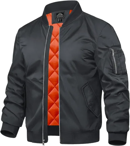 Vista 8 de TACVASEN - Chaqueta bomber para hombre, cortavientos, chaqueta térmica acolchada, abrigada, para invierno