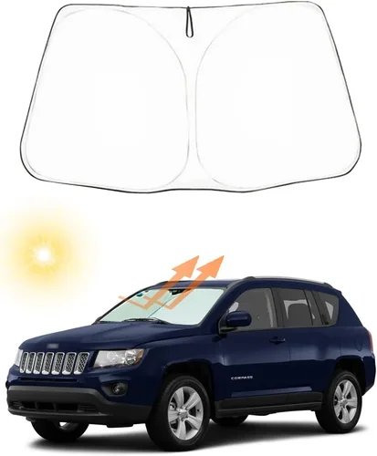 Vista 17 de Parasol para parabrisas de automóvil, ajuste personalizado para Jeep Compass 2007-2016, plegable, para ventana delantera, accesorios interiores