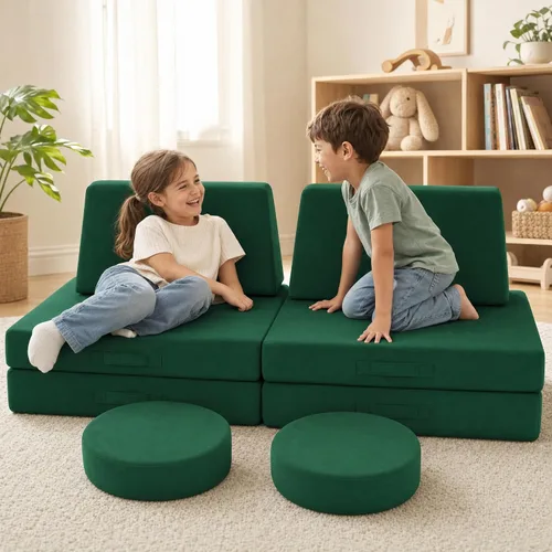 Vista 28 de Sofá modular para niños MeMoreCool – Sofá de dinosaurio de 8 piezas que brilla en la oscuridad para niños pequeños convertible en fuerte constructor