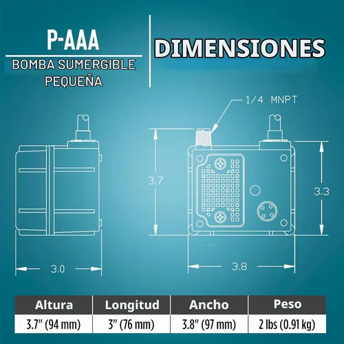 Vista 2 de Litle Giant P-AAA, 115 V, 120 GPH Bomba de agua sumergible pequeña, cable
