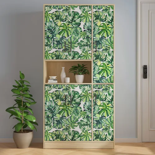 Vista 3 de CHIHUT Papel tapiz de hojas de palmera tropical de Monstera con diseño de acuarela para despegar y pegar botánico para sala de estar, dormitorio