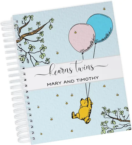 Vista 35 de Personalized Twin Baby Memory Book - Hardcover First Year Album Customized with Babies’ Names - Prompted Baby Journal (Blue Mountains)