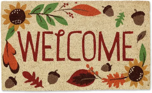 Vista 8 de DII Felpudo de bienvenida al aire libre de fibra de coco natural para Acción de Gracias y otoño, decoración de porche, 17 x 29 pulgadas, dar gracias