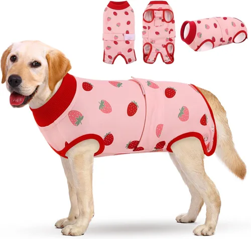 Vista 8 de KOESON Traje de recuperación de cirugía ligero y suave para perros pequeños Rosa claro leopardo