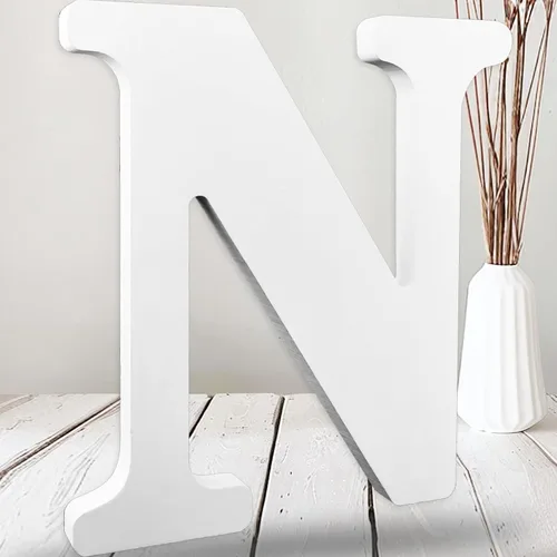 Vista 23 de AOCEAN Letras de madera grandes blancas de 12 pulgadas, letras de madera sin terminar para decoración de pared, letras decorativas de pie