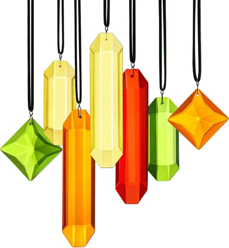 Vista 8 de HDCRYSTALGIFTS 7 piezas de prismas de cristal atrapasoles para colgar en ventanas, atrapasoles de cristal arcoíris colgantes para ventanas
