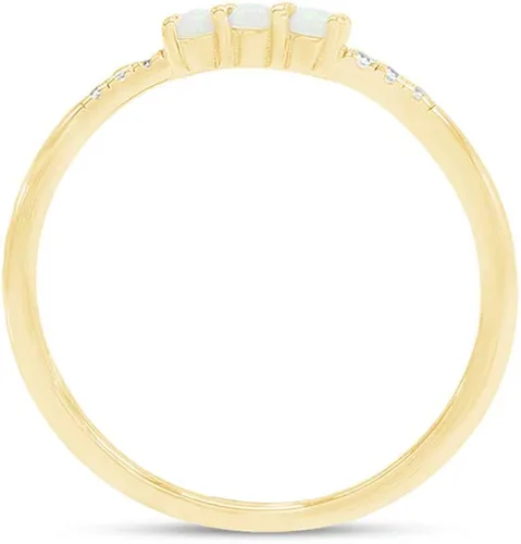 Vista 3 de AFFY - Anillo refinado con ópalo sintético y oro de 14 quilates sobre plata para mujeres, joyas apilables