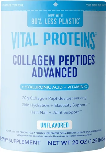 Vista 11 de Vital Proteins Péptidos de colágeno avanzados, péptidos hidrolizados con ácido hialurónico y vitamina C - Polvo sabor chocolate, 24.7 onzas