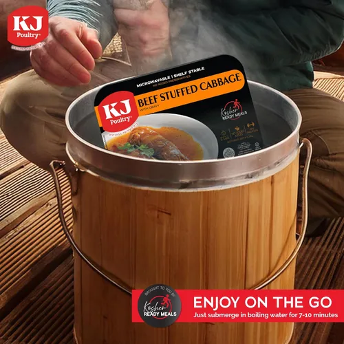 Vista 7 de KJ Poultry Kosher Ready Meals – Rollos de col rellenos de ternera, comidas de carne MRE listas para comer, sin gluten (paquete de 1) preparado