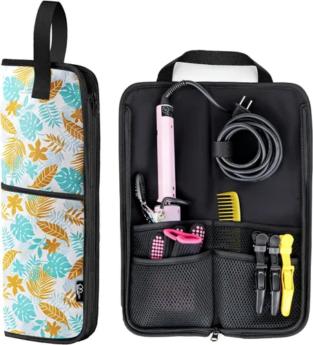 Vista 10 de WK IEASON Bolsa de viaje para herramientas para el cabello con alfombrilla A cuandros negros