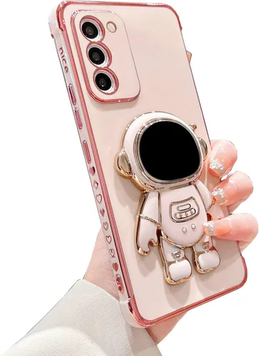 Vista 43 de phylla para Samsung Galaxy A12 Funda de Teléfono con Soporte Oculto de Astronauta Chapado en Oro de Lujo Lindo Astronauta Lateral Lindo
