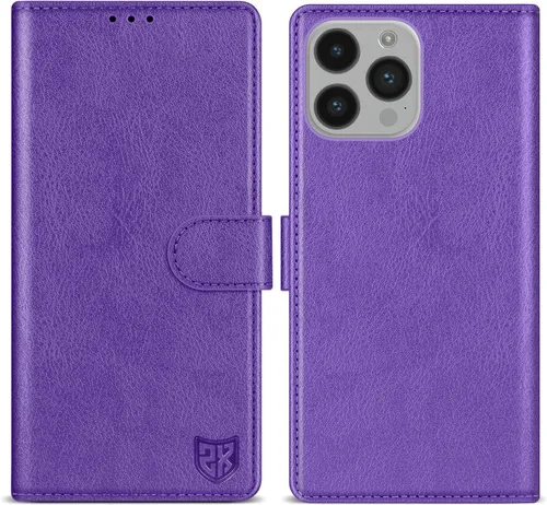 Vista 36 de ZZXX Funda tipo cartera para iPhone 14 Plus con bloqueo RFID, ranura para tarjetas, función atril, cierre magnético, funda protectora de cuero Negro