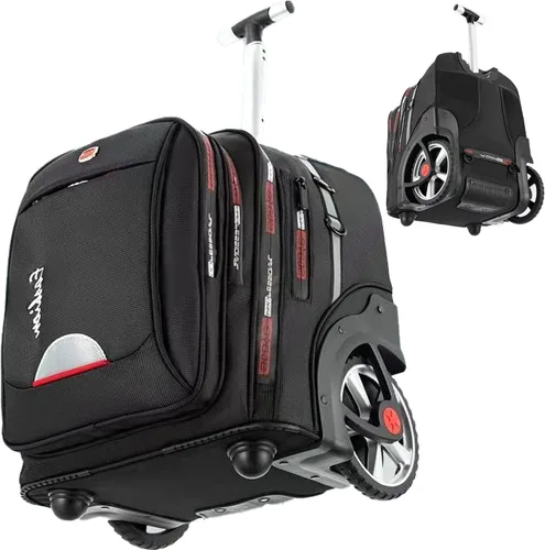 Vista 7 de Mochila con ruedas de 22 pulgadas con ruedas para viajes, mochilas con ruedas de gran capacidad de 55 L, mochila con ruedas con compartimento