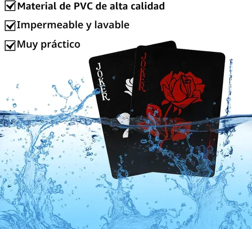 Vista 4 de Joyoldelf Cartas de juego, baraja de cartas impermeable con patrón único y respaldo de flores, póker de PVC para fiestas, juegos y magia