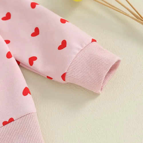 Vista 5 de ICECTR Conjunto de 2 piezas de sudadera de manga larga con estampado de corazón para bebés, niños y niñas, ropa casual