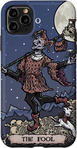 Vista 13 de iPhone 16 The Fool Tarot Card Halloween Court Jester Spooky Gothic Case