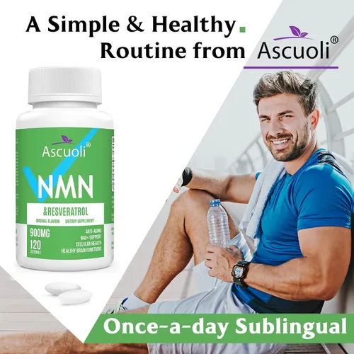 Vista 8 de Sublingual NMN 500mg + Trans-Resveratrol 400 mg, fórmula avanzada 3 en 1 99% puro NMN Resveratrol Suplemento para Boost* NAD, células, inmune