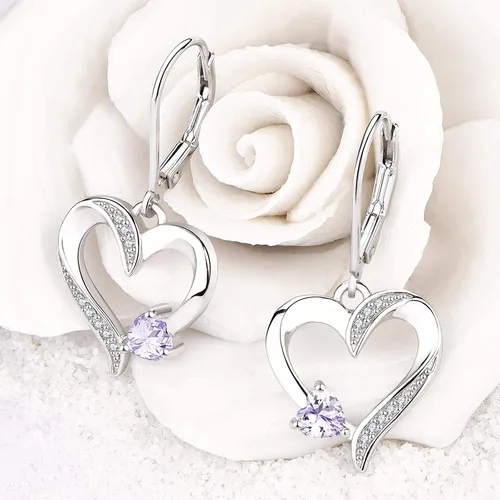 Vista 6 de YL Collar con colgante de corazón de plata de ley 925 con diseño de corazón y corazón para mujer