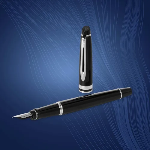 Vista 5 de Pluma estilográfica profesional de acero inoxidable con detalles dorados WATERMAN, Negro