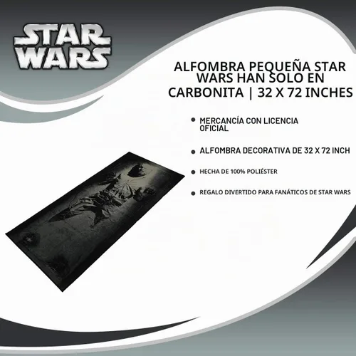 Vista 6 de Alfombra Star Wars Han Solo en Carbonita para Sala de Estar 81 x 183 Centímetros Han Solo Gris
