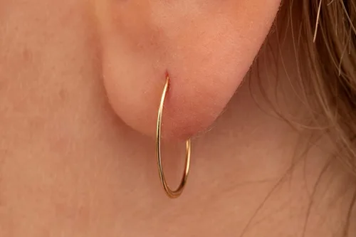 Vista 146 de Aretes de aro de oro de plata – Aretes de aro para mujer, dos piezas de aros de plata fina rellenos de oro, aro de hélice, anillo de tragus, aro