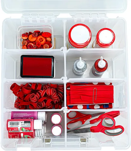 Vista 4 de ArtBin 6990AB Super Satchel Caja de Compartimentos de Doble Profundidad - Almacenamiento de Arte con 8 Compartimentos Removibles, Cierre Inteligente