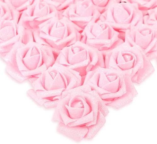 Vista 15 de IPOPU Rosas Negras con Purpurina, 50 PIEZAS Rosas Falsas con Purpurina Flores para Manualidades DIY Ramo de Boda Decoración de Casa y Fiesta (Negro)