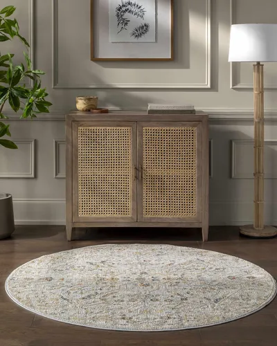 Vista 11 de Hauteloom Kunzite - Alfombra de área para sala de estar, dormitorio, borde de medallón floral geométrico envejecido, tradicional oriental de Marrón