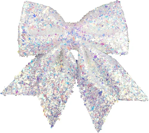 Vista 4 de YYCRAFT Flores de pascua con purpurina con purpurina, lazo de mariposa de 5 pulgadas para adornos de árbol de Navidad, decoraciones de Navidad
