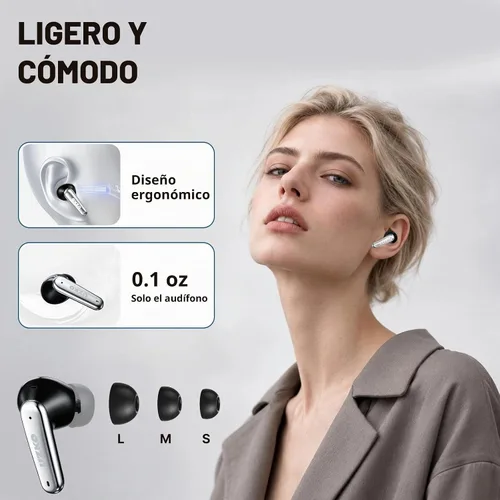 Vista 4 de Auriculares inalámbricos, Bluetooth 6.0 Auriculares ANC Crisp Clear