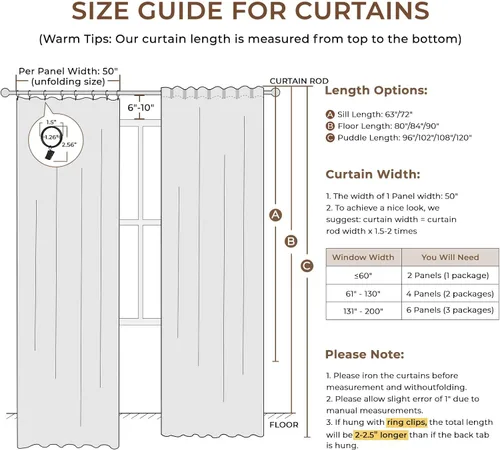 Vista 9 de INOVADAY Cortinas 100% opacas para dormitorio, cortinas opacas de color rosa bebé de 90 pulgadas de largo, cortinas opacas de lino con anillos