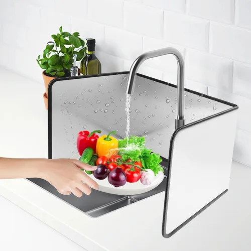Vista 7 de Qivine Protector de salpicaduras de grasa para sartén, protector antiadherente contra salpicaduras para sartén, pantalla de salpicaduras de aceite