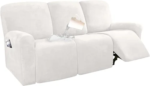 Vista 12 de Fundas impermeables de terciopelo para sofá reclinable, 8 fundas elásticas para sofá reclinable de 1, 2 y 3 plazas, funda suave antideslizante