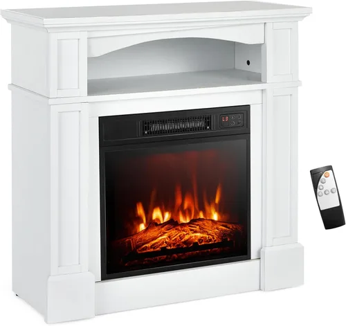 Vista 10 de SIMOE Chimenea eléctrica de 32" con repisa, paquete de chimenea independiente con control remoto y protección contra sobrecalentamiento y llama