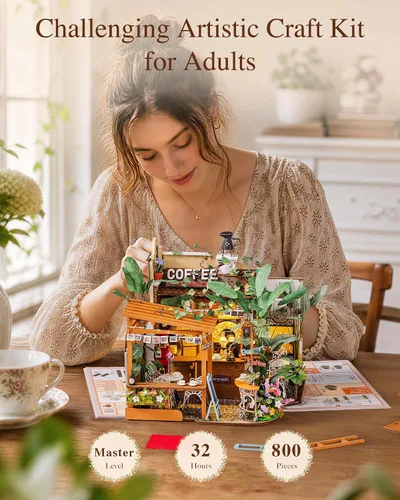 Vista 7 de Rolife Kit de cafetería en miniatura de bricolaje para adultos-Leafree Café