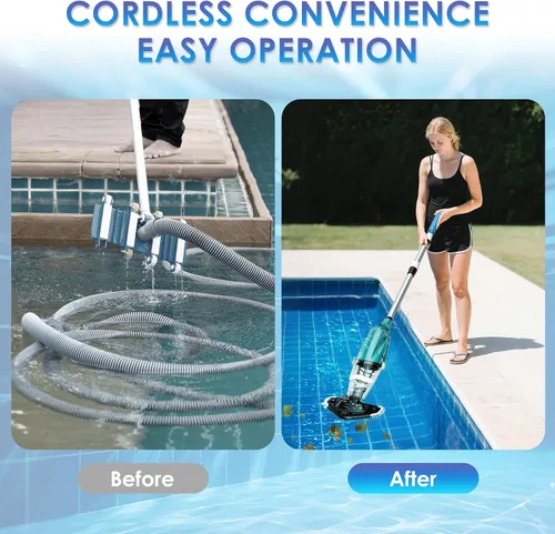 Vista 6 de Aspiradora de piscina para piscina sobre el suelo, limpiador de piscina recargable de mano, tecnología Turbo™, fuerte succión 2700L/H, hasta 75
