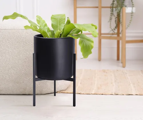 Vista 7 de Macetero moderno con soporte de metal de 8, 10, 12 y 14 pulgadas, para plantas