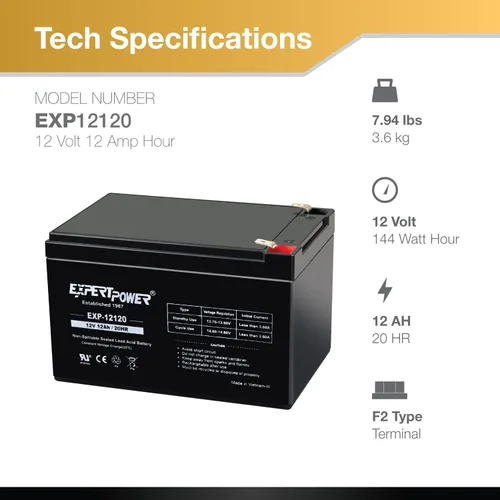 Vista 2 de ExpertPower Batería compatible con 12V 12AH para scooter médico 6-DZM-12 APC - Paquete de 4