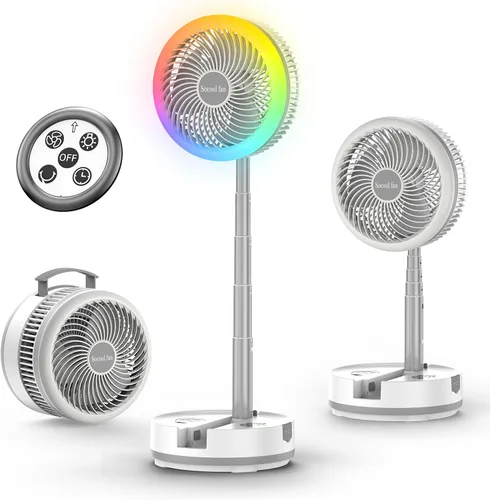 Vista 11 de Socool Ventilador Portátil de 20000mAh de 8 Pulgadas Operado por Batería, Ventilador Oscilante con Carga, Control Remoto con Luz LED, 112 Horas