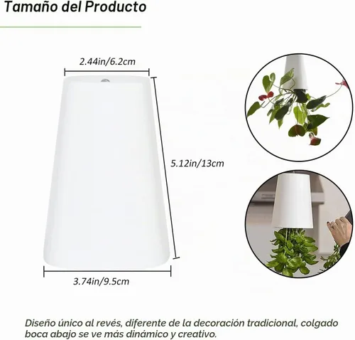 Vista 2 de Maceta colgante de 2 piezas para balcón, jardín, decoración del hogar (blanco)