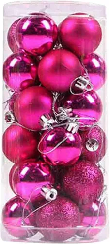 Vista 11 de 24 adornos de bola de Navidad, mini esferas de Navidad de plástico inastillables con cuerda para colgar, juego de bolas decorativas empaquetadas