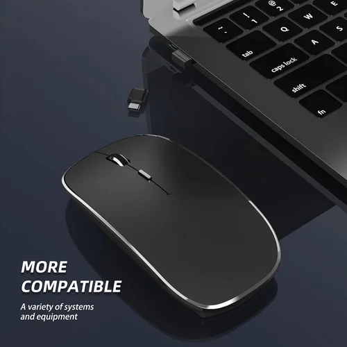 Vista 8 de Halpilt Ratón Inalámbrico Recargable Portátil Silencioso USB-A y Tipo C Modo Dual Ratón Inalámbrico 3 DPI Ajustables para Laptop, Mac, Android, PC