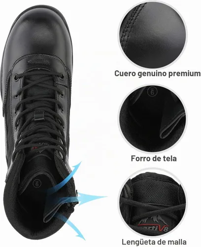 Vista 5 de NORTIV 8 Botas de trabajo con punta de acero para hombre con cremallera Negro