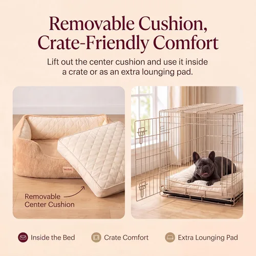 Vista 8 de Cama ortopédica refrescante para perros pequeños, espuma viscoelástica con funda lavable Memory foam puppy bed for small dog with arthritis