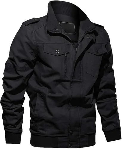 Vista 3 de CRYSULLY - Chaqueta de invierno de forro polar para hombre estilo informal con varios bolsillos abrigo de campo