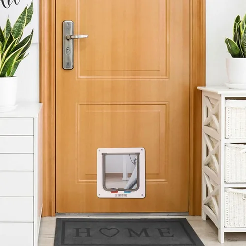 Vista 6 de Elevon Puerta de gato para ventanas, solapa de gato con bloqueo de 4 vías para puerta y pared delgada, puerta de mascotas ABS resistente a
