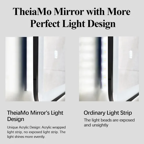Vista 9 de Espejo de baño LED rectangular, 36 x 28 pulgadas, antiempañamiento, doble tacto, iluminado, espejo de tocador de pared con marco de metal biselado